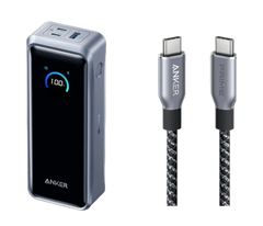 Anker Prime Powerbank (26K, 300W) with Anker Prime USB-C to USB-C Cable (240W, Upcycled Braided Design)
