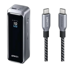 Anker Prime Power Bank (20K, 220W) with Anker Prime USB-C to USB-C Cable (240W, Upcycled Braided Design)