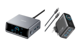 Anker Prime Charger (250W, 6 Ports, GaNPrime) + Anker Charger (100W, 3 Ports, Smart Display) with USB-C Cable