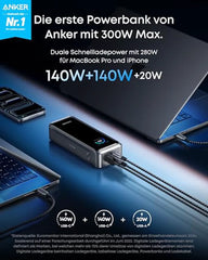 Anker Prime Powerbank (26K, 300W) with Anker Prime USB-C to USB-C Cable (240W, Upcycled Braided Design)