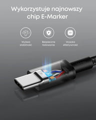 USB-C to USB-C Cable (6ft, Braided, 100W) - Black