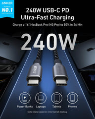 Anker Prime 200W GaN Charger with 6 Ports and 240W USB-C Cable