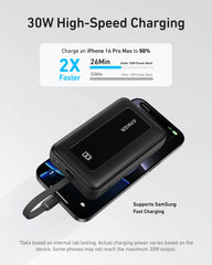 Anker Zolo 20K Power Bank with 30W Fast Charging and Built-In USB-C Cable