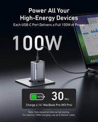 Anker Prime Charger (100W, 3 Ports, GaN) and Anker USB-C to USB-C Cable (240W, Recycled Braided)