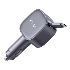 Anker Nano Car Charger (75W, USB-C Port, Integrated Retractable USB-C Cable) + Anker Prime USB-C to USB-C Cable (240W, Upcycled Braided Design)