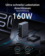 Anker Prime Charging Station (14-in-1, Dual Display, 160W) + Anker Prime USB-C to USB-C Cable (0.9m, 240W, Upcycled Braided Design)
