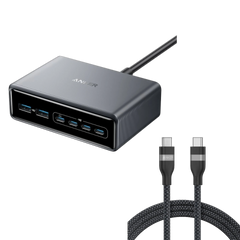 Anker Prime Charger (200W, 6 Ports, GaN) & Anker USB-C to USB-C Cable (240W, Braided Recycled)