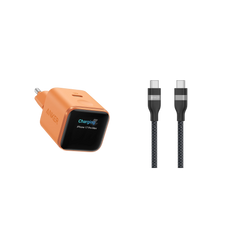 Anker Nano Charger (45W, Smart Display) + Anker USB-C to USB-C Cable (90cm/180cm, 240W, Upcycled Braided)