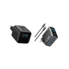 Anker Nano Charger (45W, Smart Display) + Anker Charger (140W, 4-Port, PD 3.1) with USB-C Cable