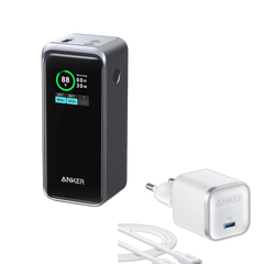 Anker Prime Power Bank 20,000mAh (200W) + Anker Nano Charger (45W) with USB-C to USB-C Cable