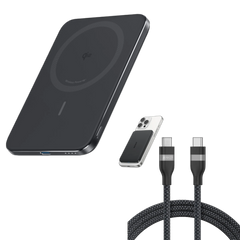 Anker Nano Power Bank (5K, MagGo, Slim) with Anker USB-C to USB-C Cable (240W, Upcycled-Braided)