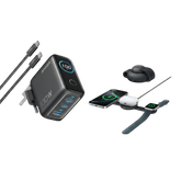 Anker MagGo 3-in-1 Foldable Wireless Charging Pad + 100W 3-Port Charger with Smart Display and USB-C Cable