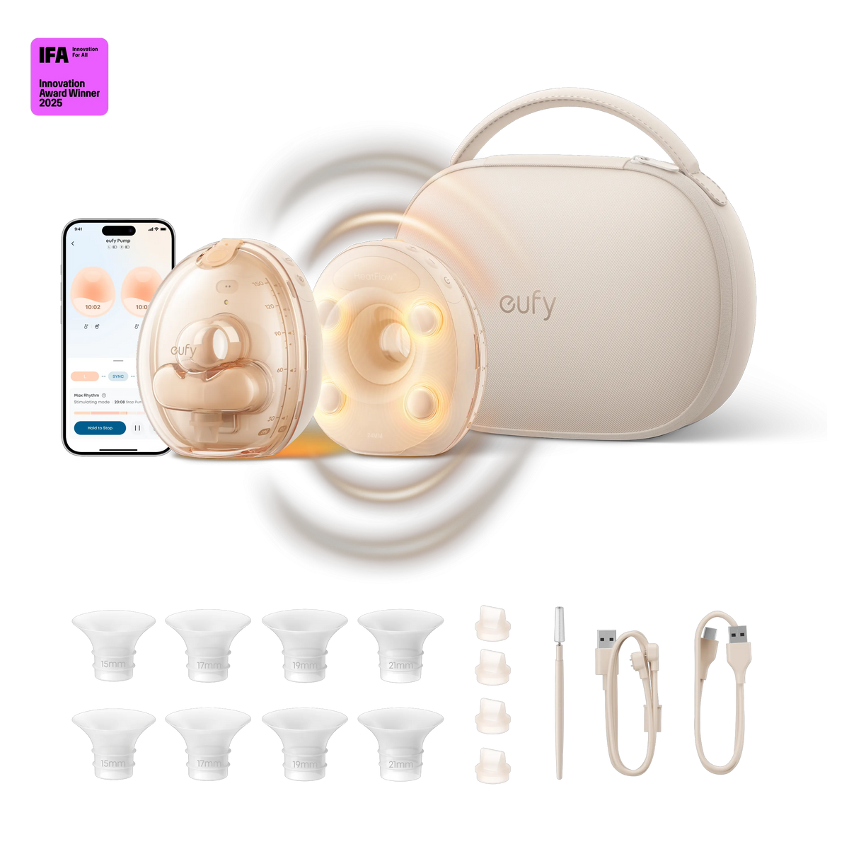 eufy S2 Pro Wearable Breast Pump with Charging Case
