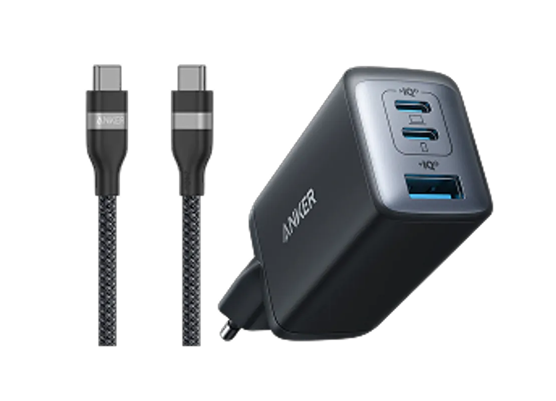 Anker 735 Charger (Nano II 65W) with Anker USB-C to USB-C Cable (240W, Braided Recycled Materials)