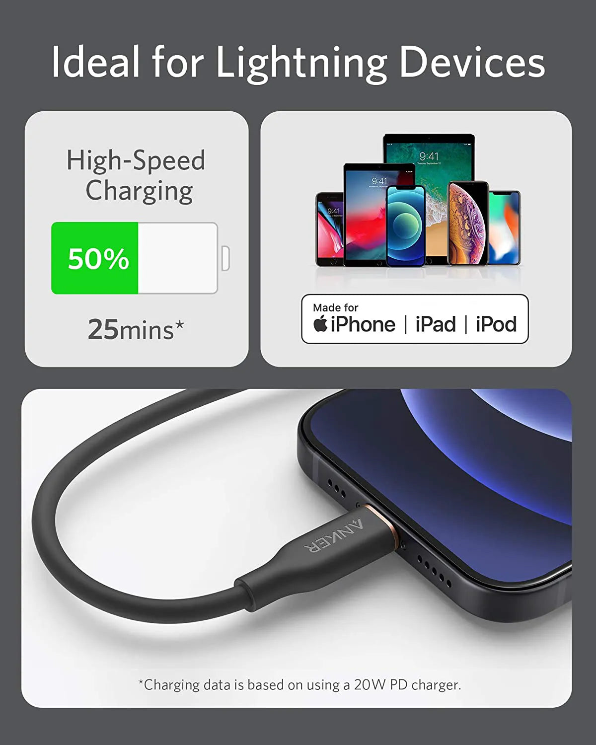 Anker 641 USB-C to Lightning Cable (Flow)