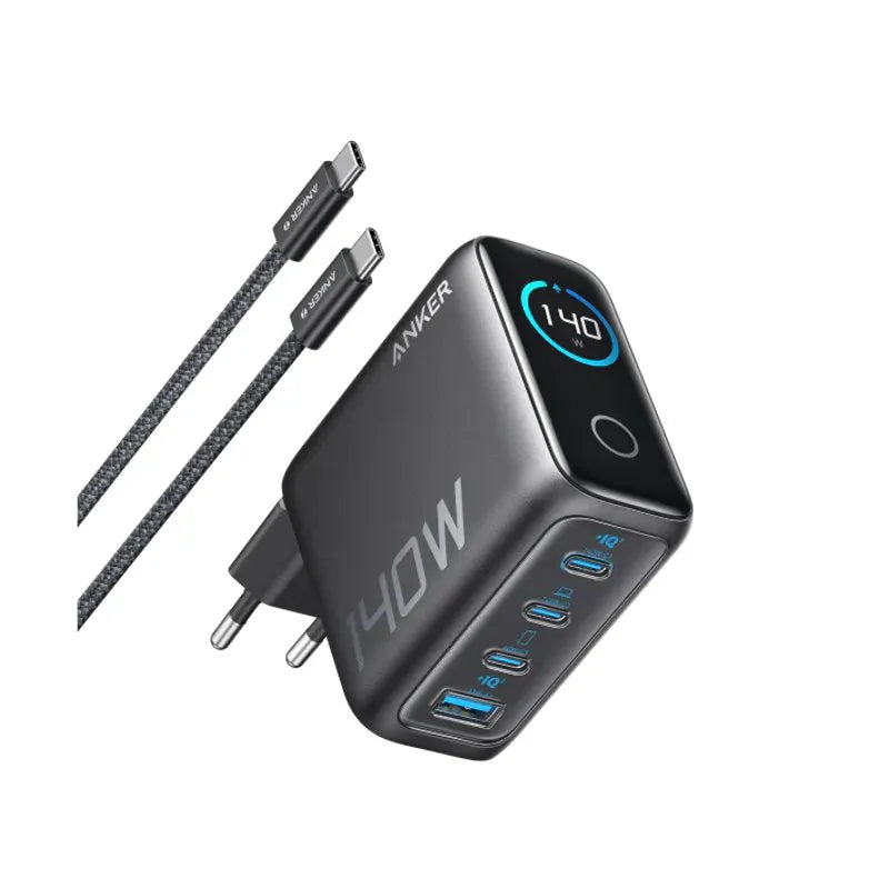 Anker Prime Wireless Charging Station (3-in-1 Stand) + Anker Charger (140W, 4-Port, PD 3.1) with USB-C Cable