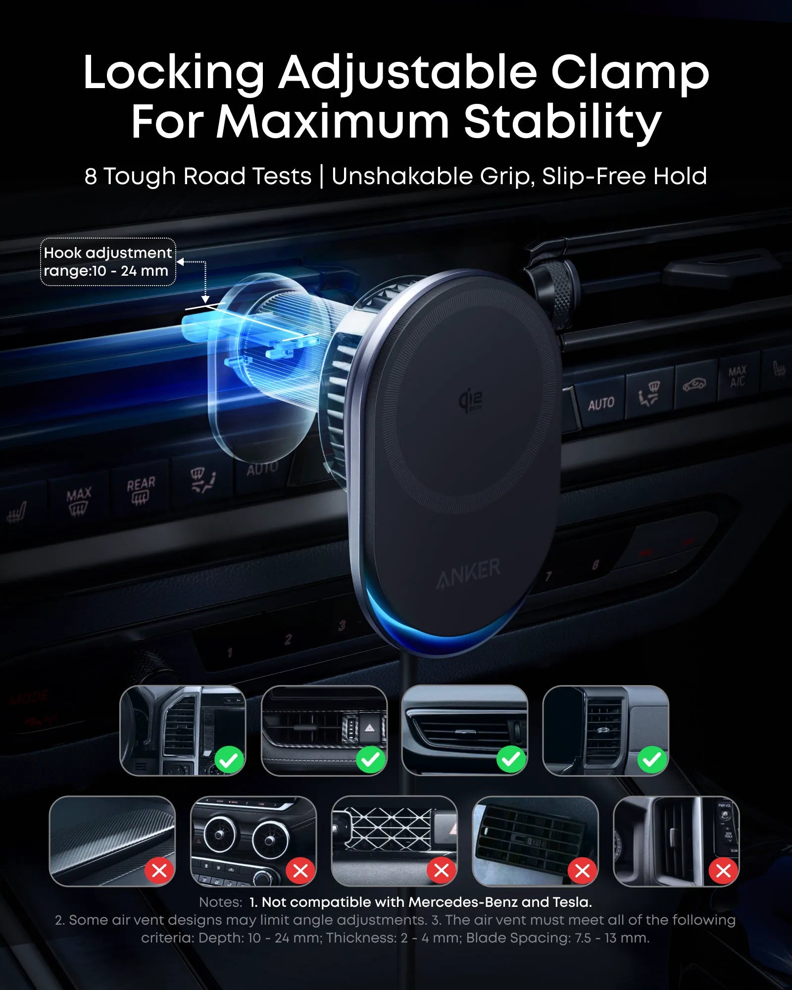 Anker Prime Wireless Car Charger with MagGo, AirCool, and Pad Features
