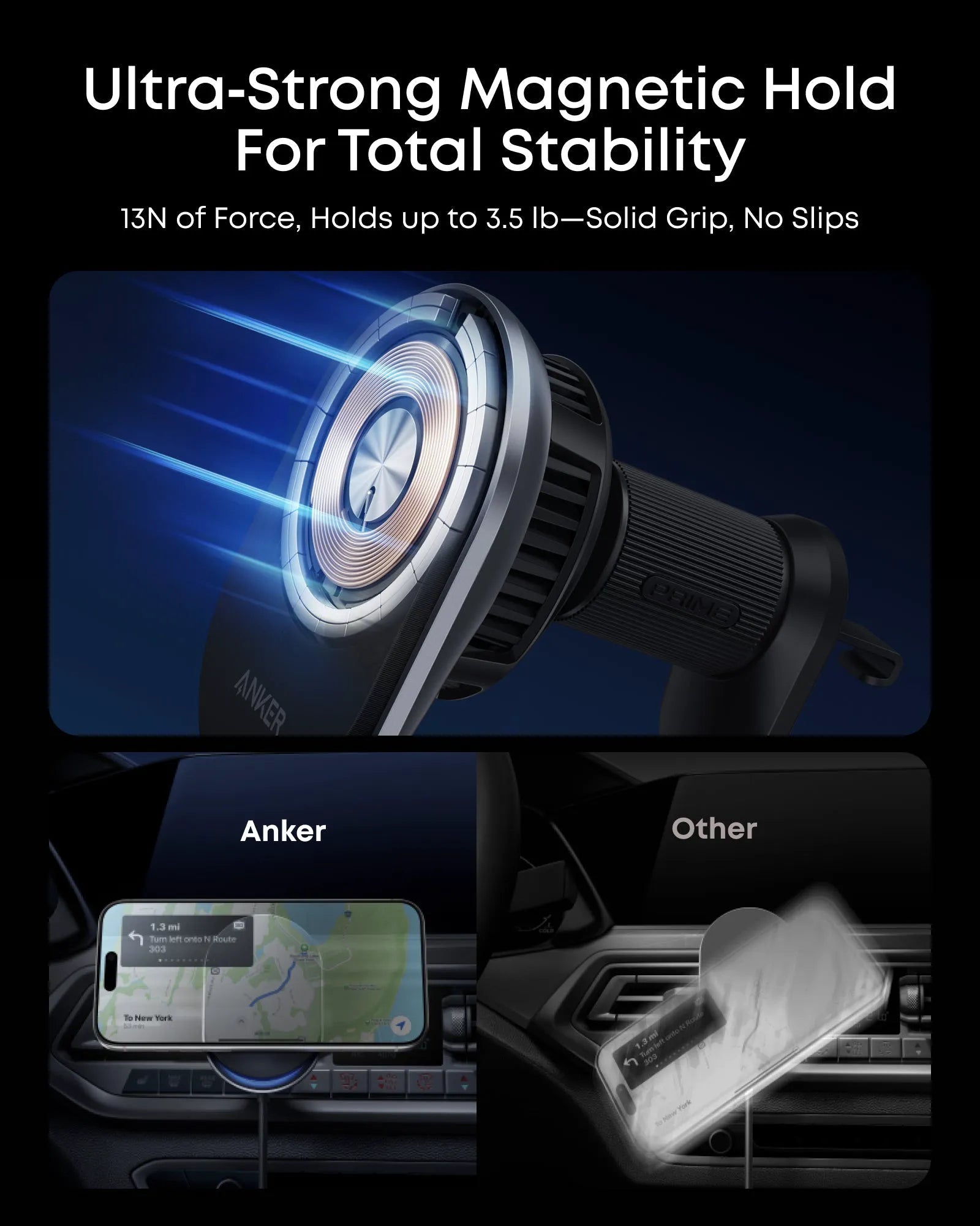 Anker Prime Wireless Car Charger with MagGo, AirCool, and Pad Features