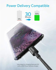 USB-C to USB-C Cable 6ft Braided 60W 2-Pack Black