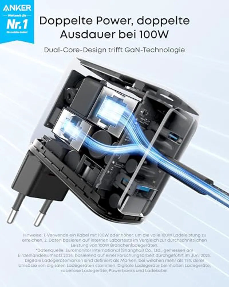 Anker Prime Powerbank 26K 300W Bundle mit USB-C Kabel 240W und 100W Ladestation