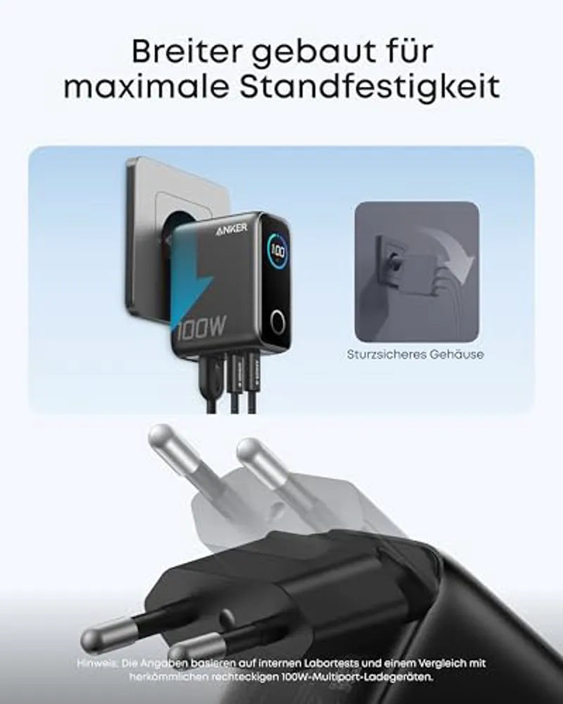 Anker Prime Powerbank 26K 300W Bundle mit USB-C Kabel 240W und 100W Ladestation