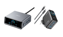 Anker Prime Charger (250W, 6 Ports, GaNPrime) + Anker Charger (100W, 3 Ports, Smart Display) with USB-C Cable