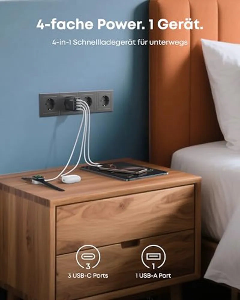 Anker Zolo 70W 4-Port Charger + Anker 511 Nano 3 30W Charger + Anker Prime USB-C to USB-C Cable 2-Pack (0.9m, 240W, Upcycled Braided Design)