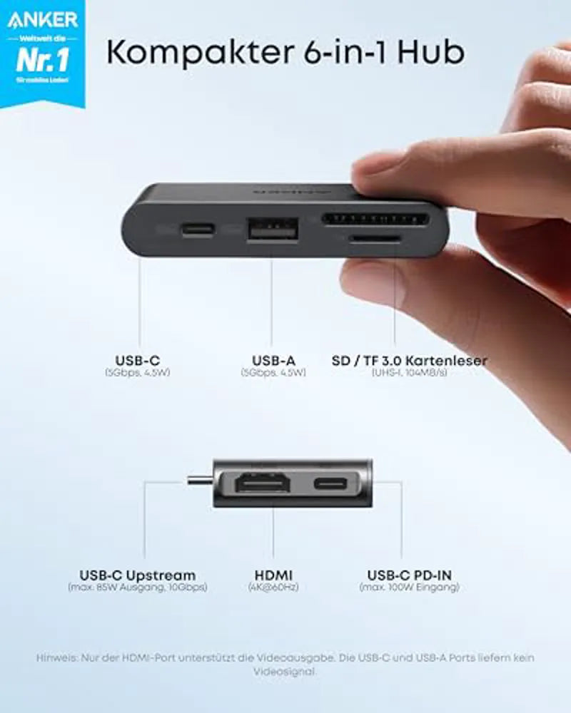 Anker Nano USB-C Hub (6-in-1, 5Gbps)
