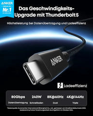 Anker Prime Thunderbolt 5 Cable (100cm, 80Gbps, 240W)
