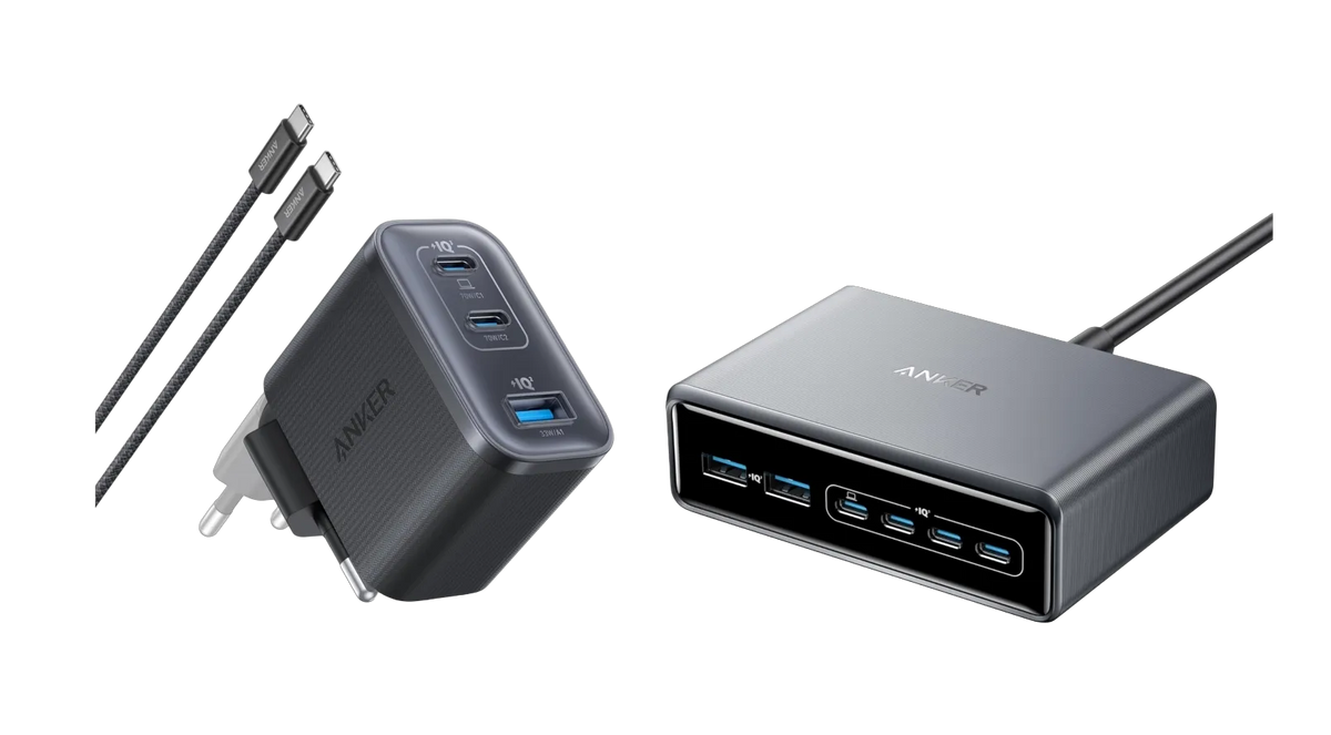 Anker Prime Charger (200W, 6 Ports, GaN) + Anker Nano Charger (70W, 3 Ports)