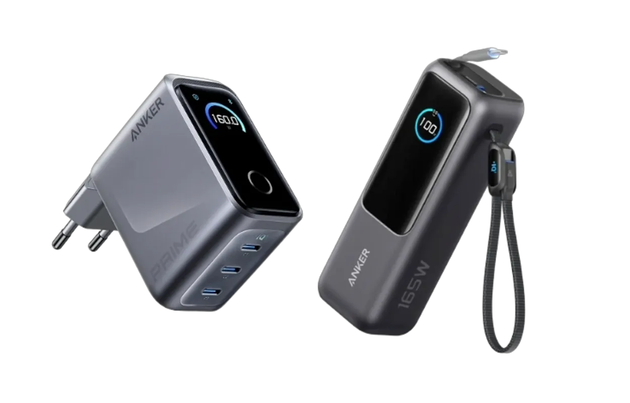 Anker Prime Charger (160W, 3 Ports, GaNPrime) + Anker Power Bank (25K, 165W, Built-in + Retractable Cable)