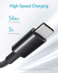 Nylon USB-C to USB-A 2.0 Cable (3ft, 2-Pack, Black)