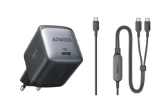 Anker 715 Ladegerät (Nano II 65W) + Anker 2-in-1 USB-C auf USB-C Kabel (120cm, 140W, Flecht-Design)