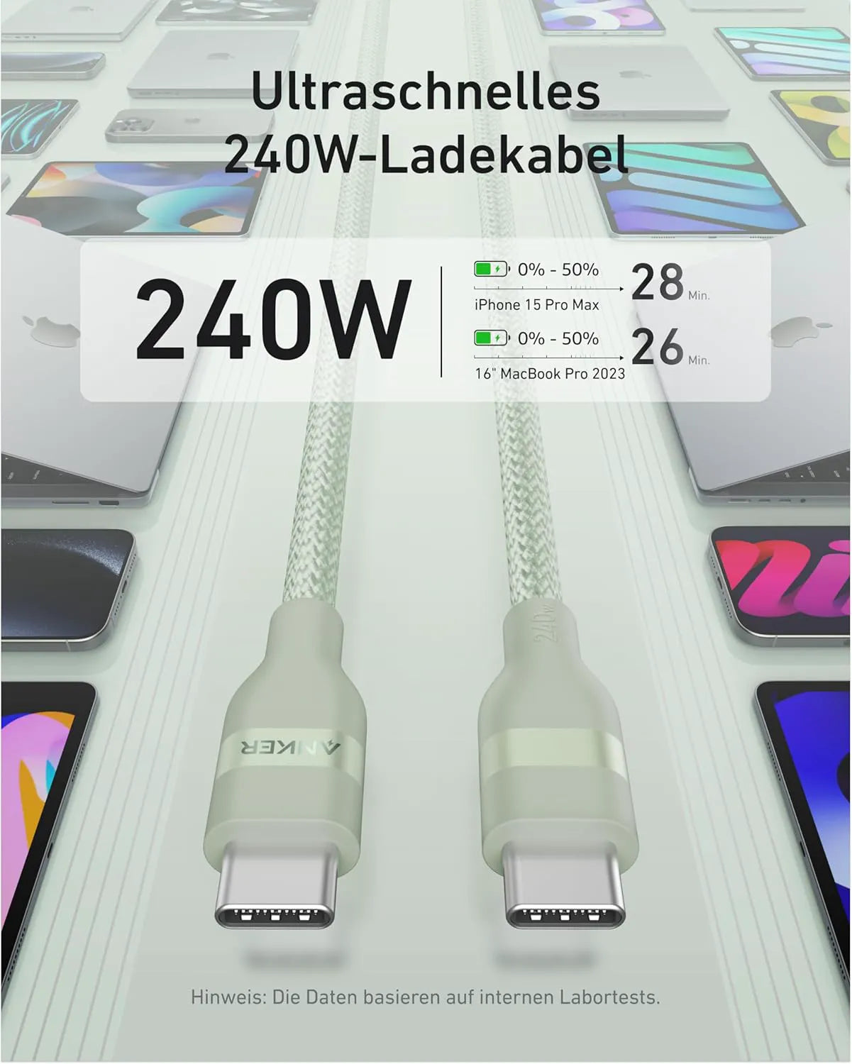 Anker USB-C to USB-C Cable (0.9m/1.8m, 240W, Upcycled Braided)