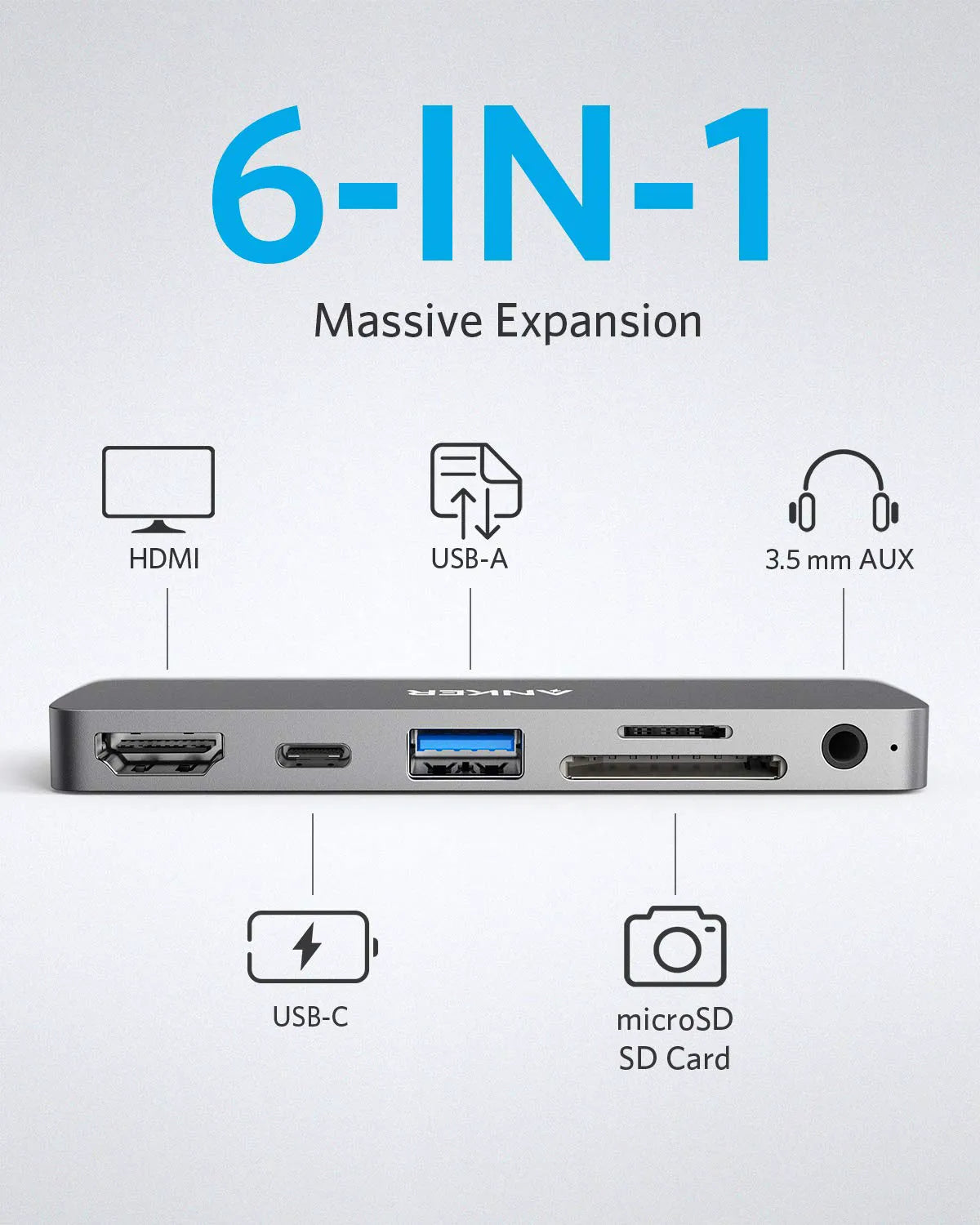 PowerExpand Direct 6-in-1 USB-C PD Media Hub