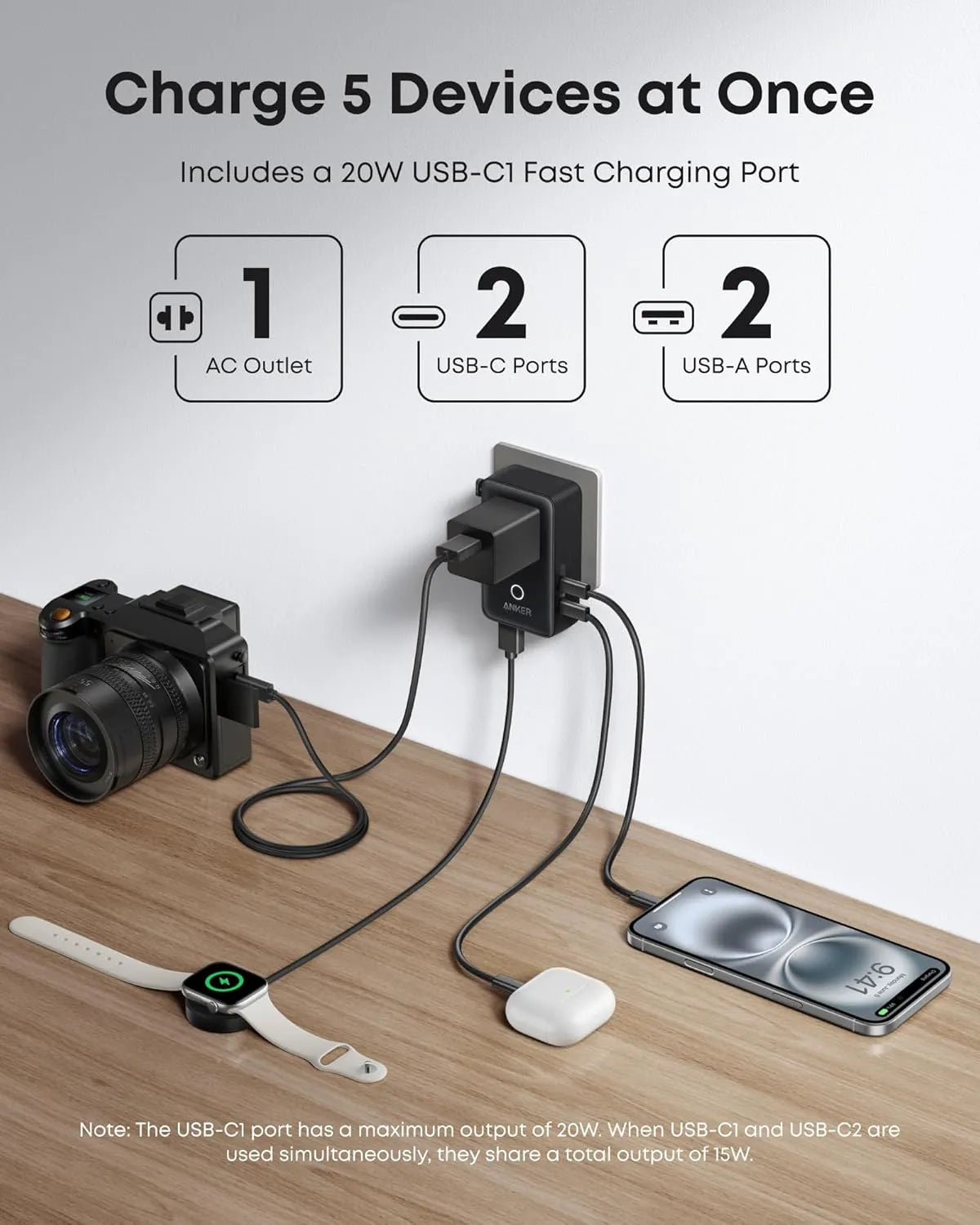Anker 140W 4-Port USB-C Laptop Charger with PD 3.1 and Nano Travel Adapter (5-in-1, 20W)