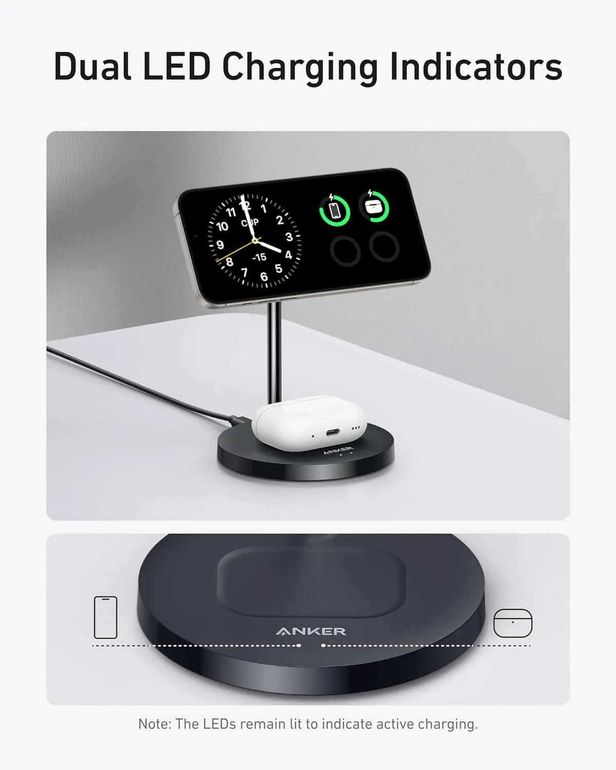 Anker MagGo Wireless Charger (2-in-1 Stand) + Anker Charger (Nano 3, 30W)