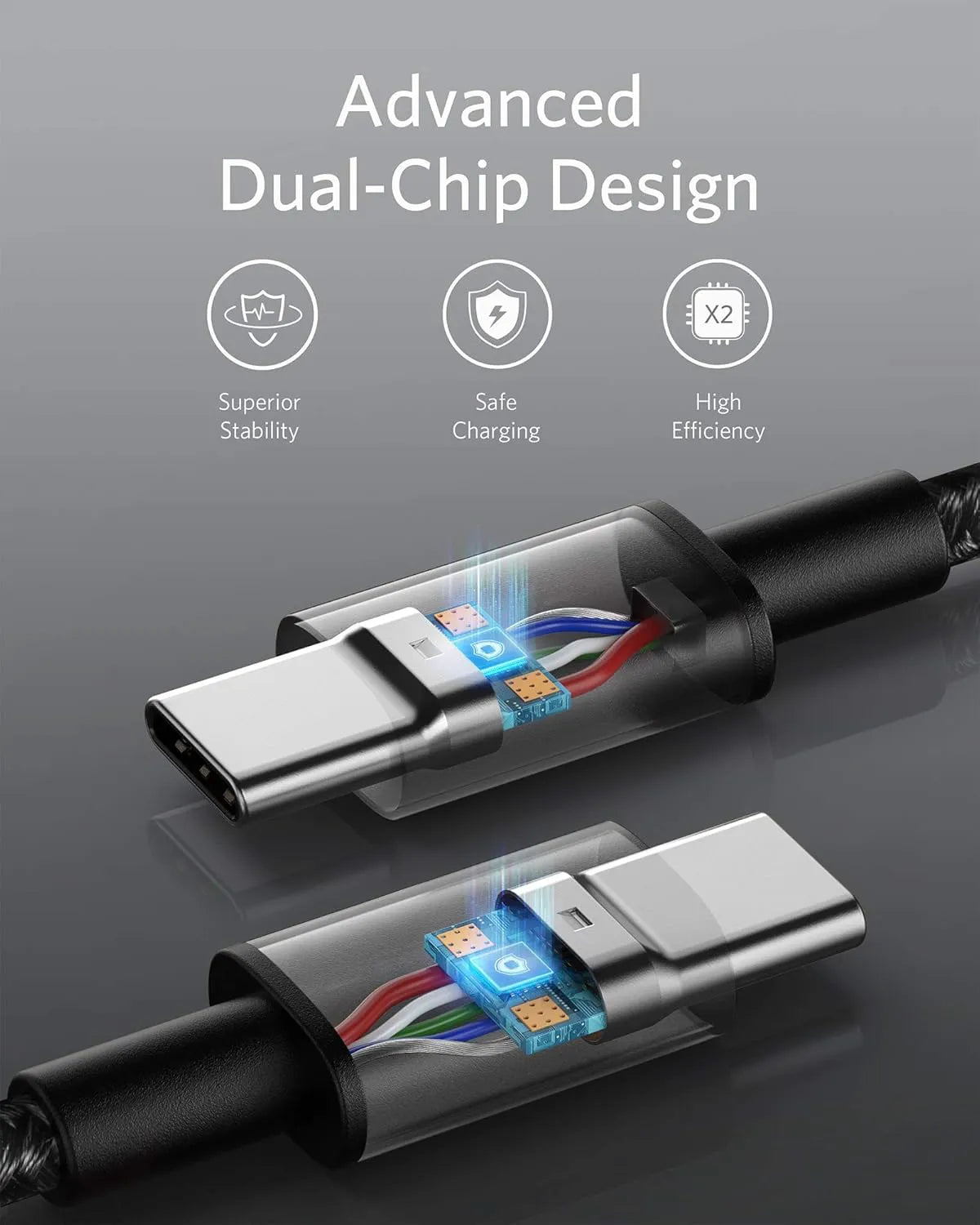 Anker Nylon USB-C to USB-C Cable, 100W Type-C, 3m, Fast Charging
