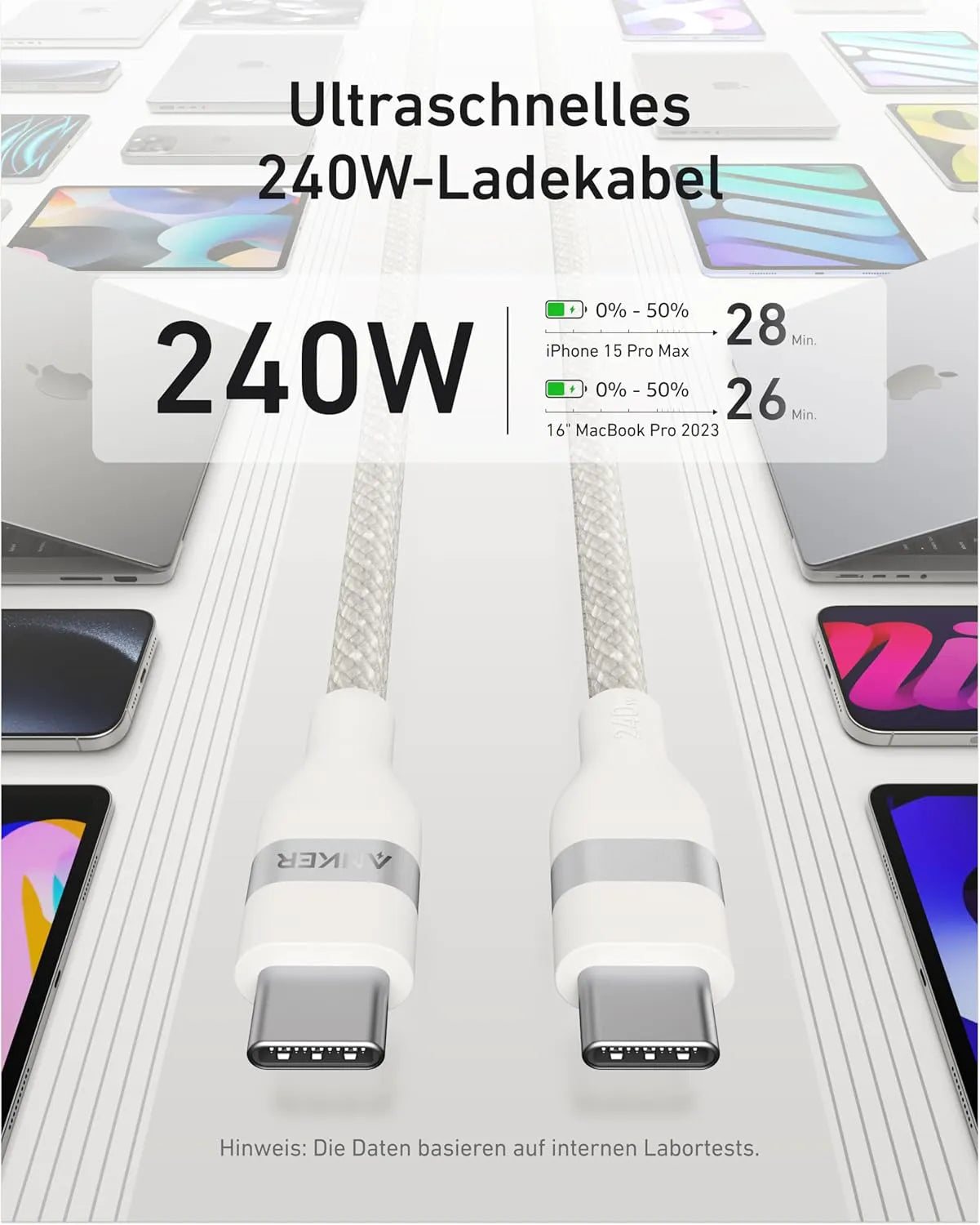 Anker USB-C to USB-C Cable (90cm/180cm, 240W, Upcycled Braided)