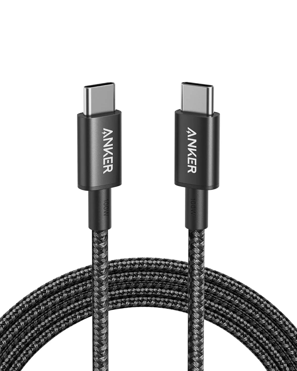 USB-C to USB-C Cable (6ft, Braided, 100W) - Black