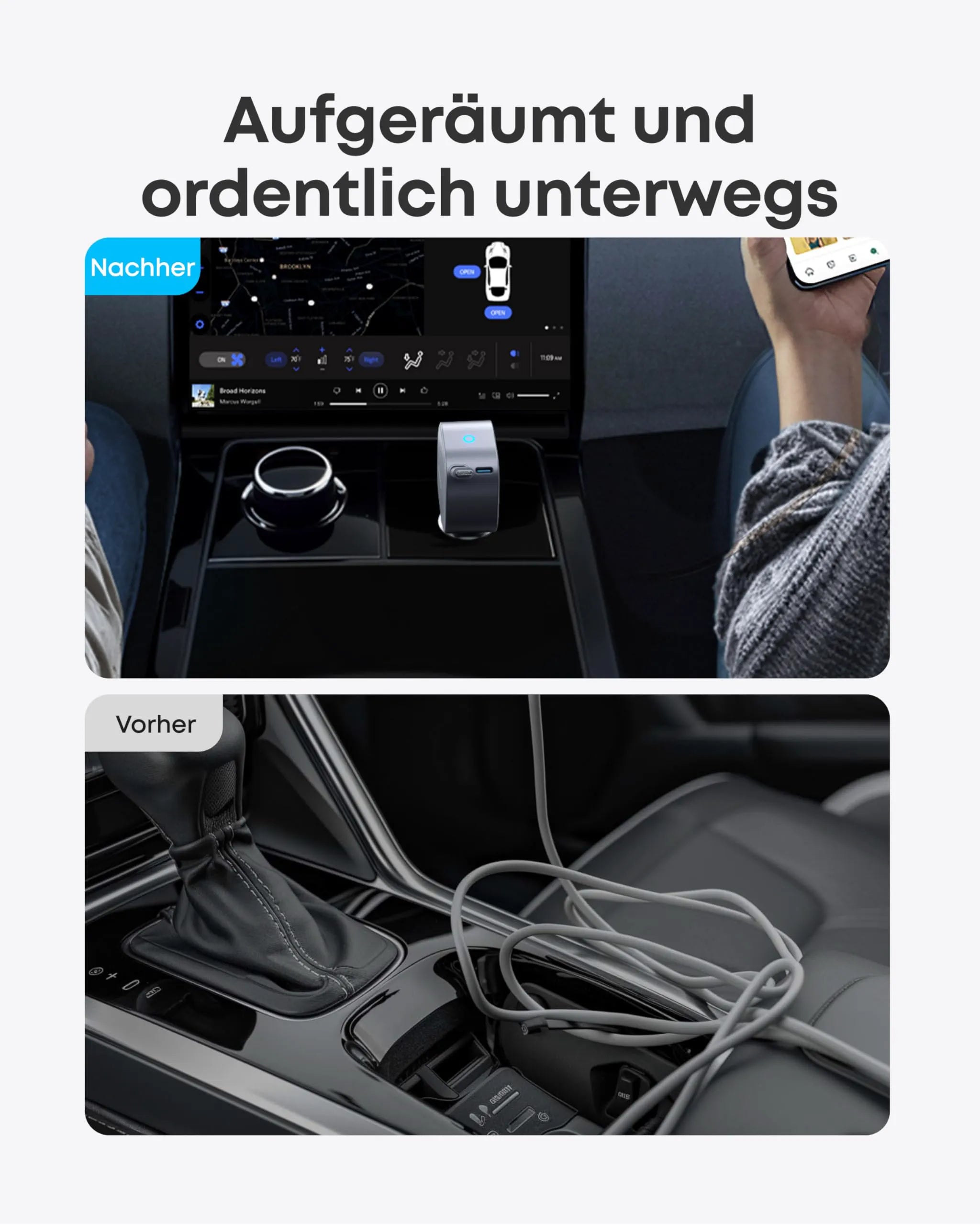 Anker Nano Car Charger (75W, USB-C Port, Integrated Retractable USB-C Cable) + Anker Prime USB-C to USB-C Cable (240W, Upcycled Braided Design)