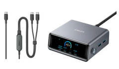 Anker Prime Charger (250W, 6 Ports, GaNPrime) + Anker 2-in-1 USB-C to USB-C Cable (120cm, 140W, Braided Design)