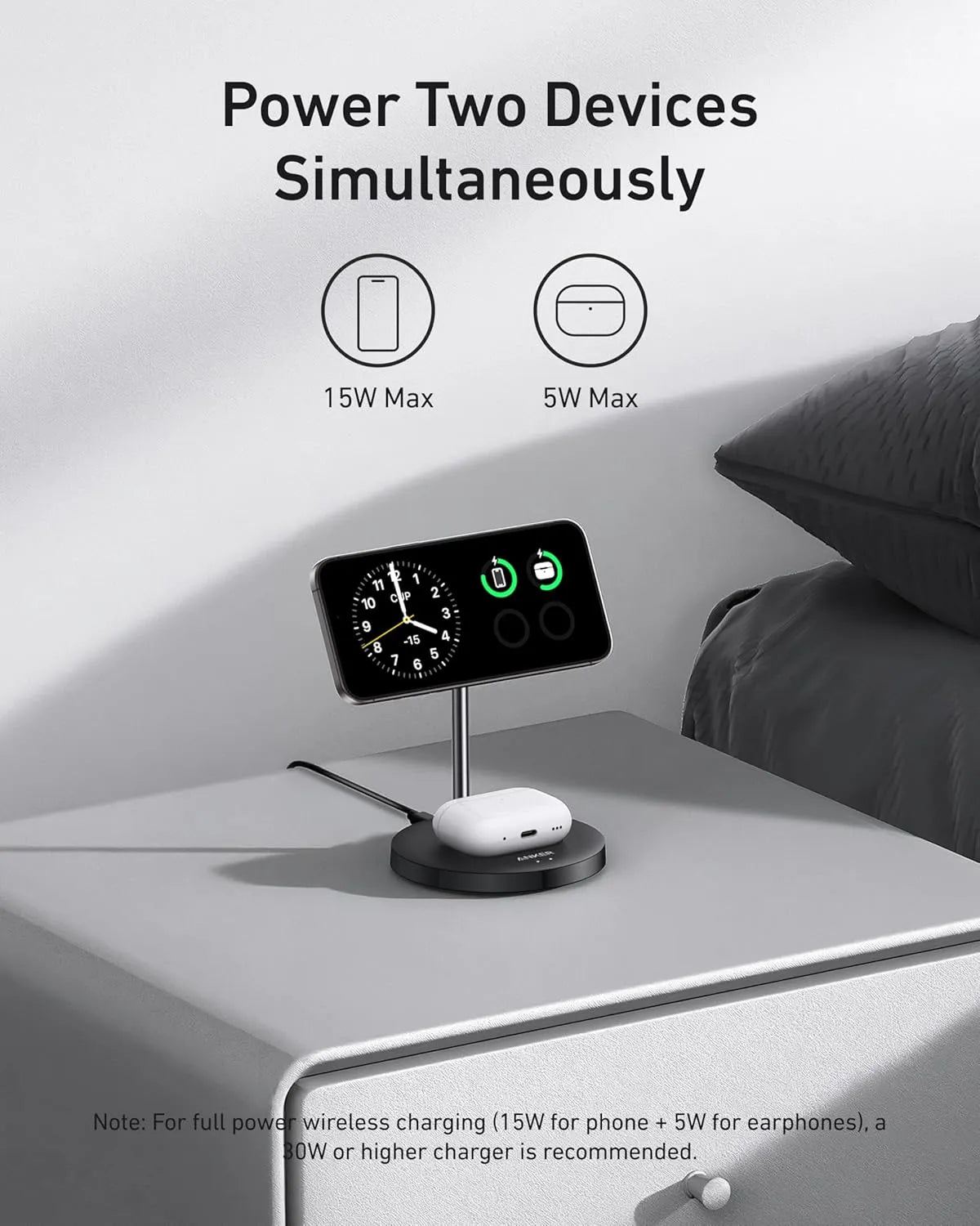 Anker MagGo Wireless Charger (2-in-1 Stand) + Anker Charger (Nano 3, 30W)