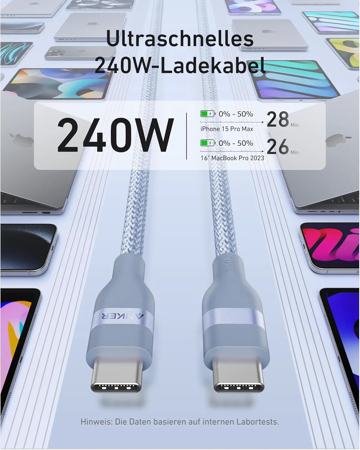 Anker USB-C to USB-C Cable (0.9m/1.8m, 240W, Upcycled Braided)