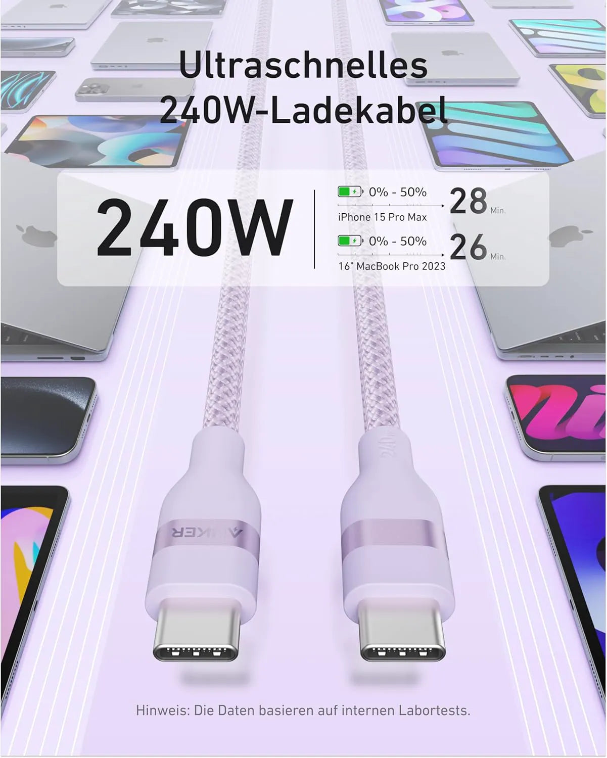 Anker USB-C to USB-C Cable (0.9m/1.8m, 240W, Upcycled Braided)