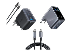 Anker Prime 160W GaNPrime 3-Port Charger + Anker Nano 70W 3-Port Charger + Anker Prime 240W USB-C to USB-C Cable (1.8m, Upcycled Braided)