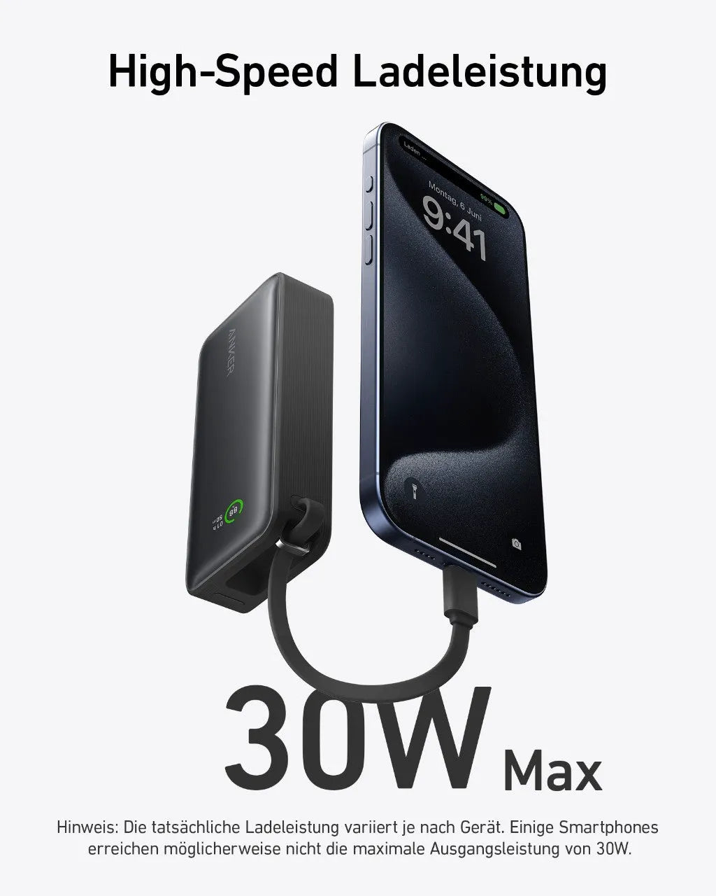 Anker Nano Powerbank mit Anker 641 USB-C auf Lightning Kabel (0,9m)