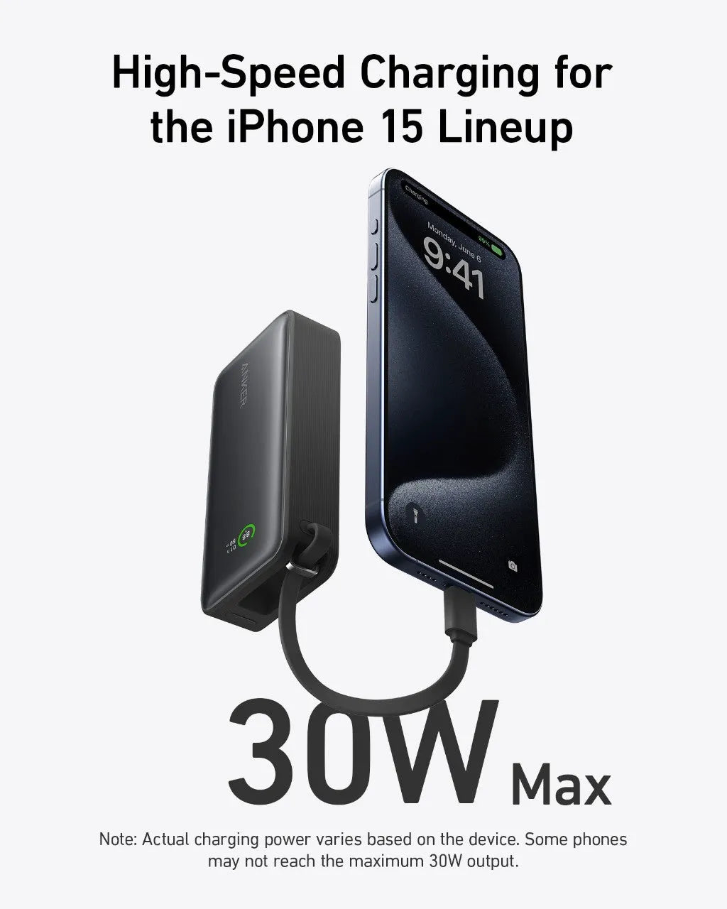 Anker Nano Power Bank (30W, Built-in USB-C Cable)