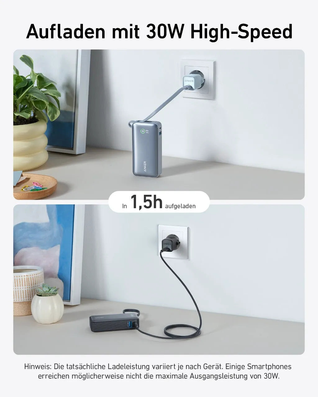 Anker Nano Powerbank mit Anker 641 USB-C auf Lightning Kabel (0,9m)