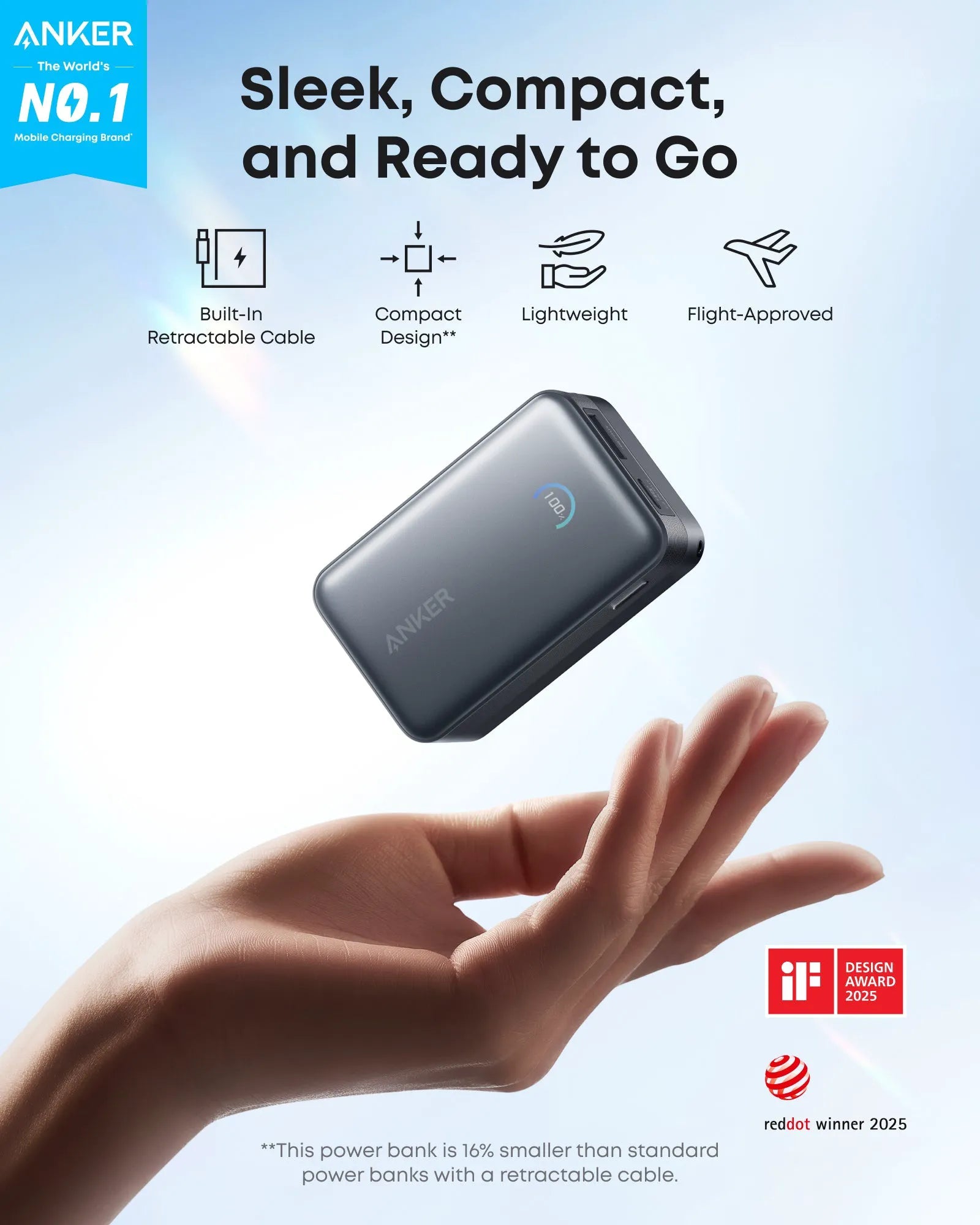 Anker Nano Power Bank 10K with 45W and Built-In Retractable USB-C Cable